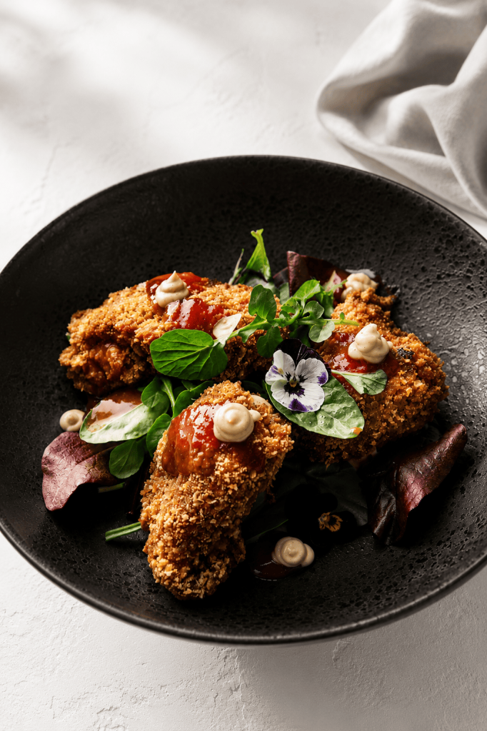 platter with fried chicken