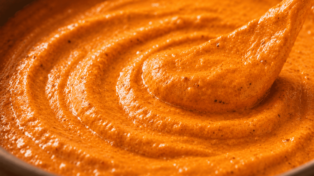 close up orange sauce