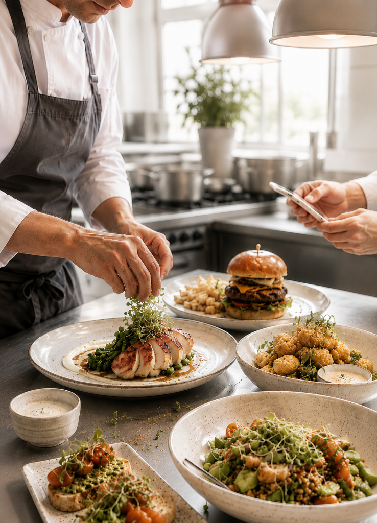 Chef plating a dish