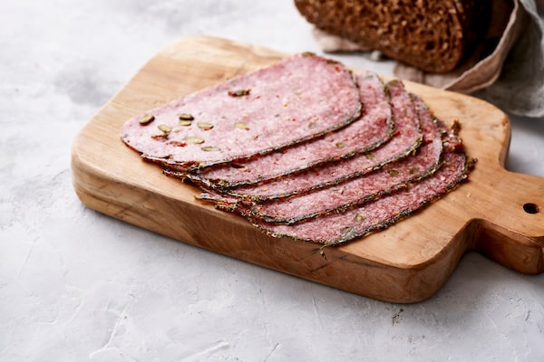 Meat salami slices