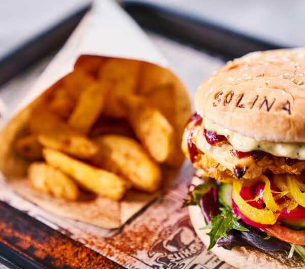 Burger and fries